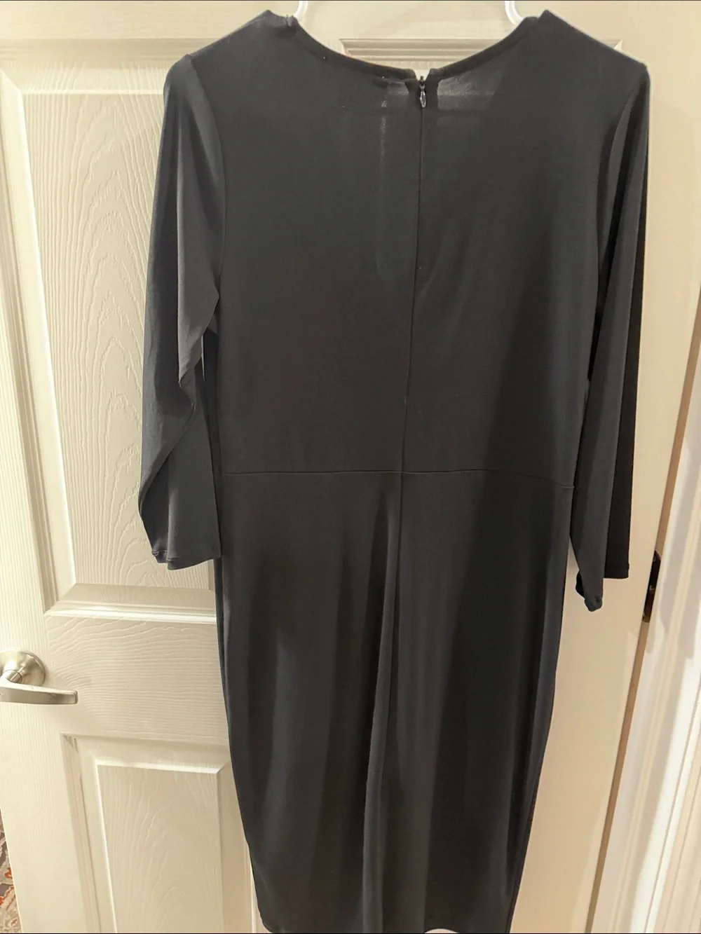 Michael Kors Black V-Neck Draped Midi Dress